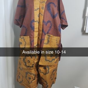 Women's Two-Tone Patterned Shorts — Mustard and Brown